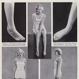 Rotary movements and tiptoe exercises for shapely ankles (b / w photo)