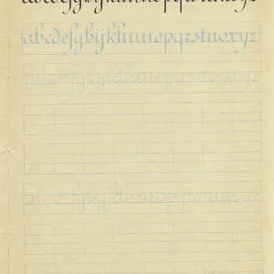 round script, lowercase alphabet, c.1867-1889 (print)
