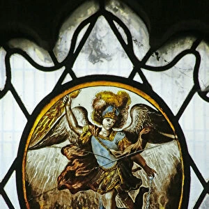 Roundel: St Michael (stained glass)