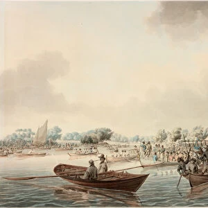 Rowing Match at Richmond, Surrey, (Birthday of the Duke of Clarence) (w / c on paper)