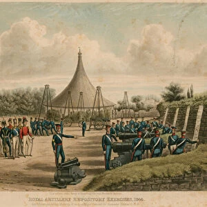 Royal Artillery Repository exercises, 1844 (coloured engraving)