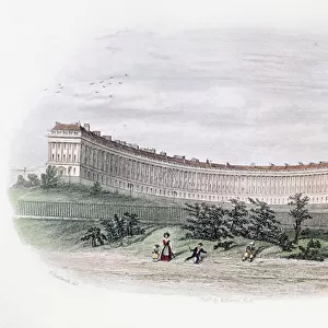 Royal Crescent, Bath, from the park, engraved by J. Shury, c. 1840 (engraving)