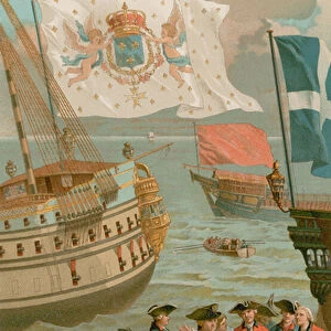 The Royal Flag, the Galley Flag, the Flag of the Merchant Navy (chromolitho)