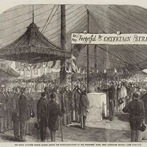 His Royal Highness Prince Albert laying the Foundation-Stone of the Strangers Home, near Limehouse Church (engraving)