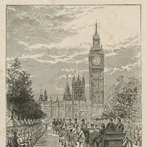 Royal procession on the Victoria Embankment (engraving)