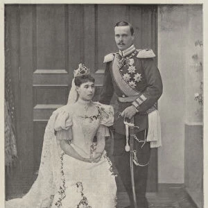 The Royal Wedding at Coburg, the Grand Duke and Grand Duchess of Hesse-Darmstadt (b / w photo)