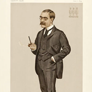 Rudyard Kipling (1865 - 1936), from Vanity Fair, pub. 1894 (colour lithograph)