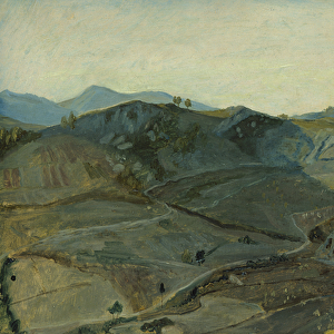 A rugged valley in Italy, c. 1833-34 (oil on paper mounted on card)