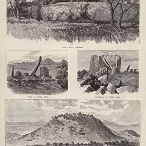 Ruins of Great Zimbabwe, site of archaeological excavations by James Theodore Bent (litho)