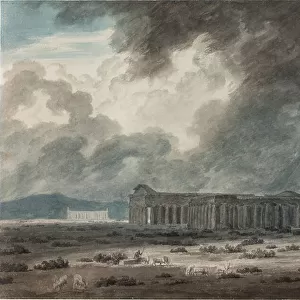 Ruins of Paestum near Salerno: The Three Temples, c.1792 (watercolour, ink and pencil on paper)