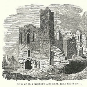Ruins of St Cuthberts Cathedral, Holy Island, 1814 (engraving)