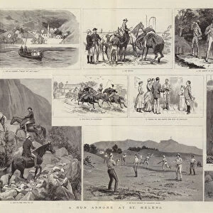 A Run ashore at St Helena (engraving)