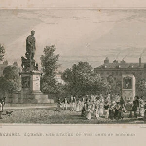 Russell Square and statue of the Duke of Bedford (engraving)