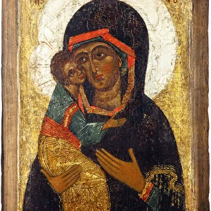 Russian icon : The Virgin of Vladimir. Tempera on panel, First Half of 15th cen