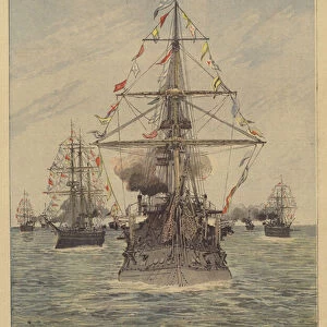 The Russian naval squadron in the Mediterranean (colour litho)