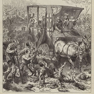 Russian Wounded Soldiers begging to be carried from the Field of Battle (engraving)