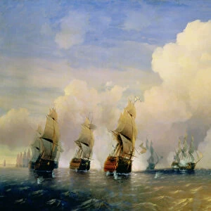 The Russo-Swedish Sea War near Kronstadt in 1790 (oil on canvas)