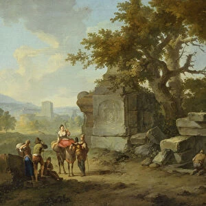 Rustic Landscape with Travellers (one of a pair)