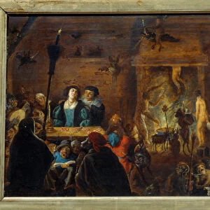 Sabbath scene. Painting by David II Teniers called The Young (1610-1690) Ec. Flam. 1633