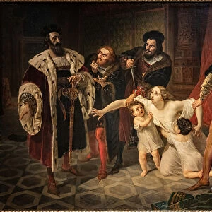 The sacrifice of Ines Di Castro (Ines Di Castros Death) (oil on canvas)