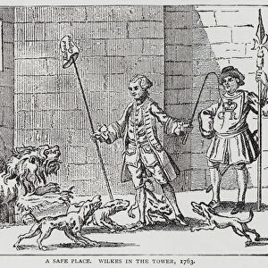 A Safe Place, Wilkes in the Tower, satire on the imprisonment of Radical politician and journalist John Wilkes on charges of seditious libel after writing an article criticising King George III for making a speech endorsing the Treaty of Paris