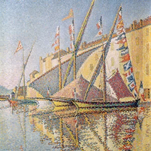 Sailing Boats in St. Tropez Harbour, 1893 (oil on canvas)