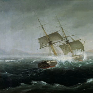 Sailing Vessel in a Heavy Sea (oil on canvas)