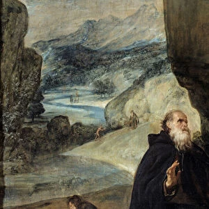 Saint Anthony and Saint Paul hermit. Detail depicting Saint Anthony the Great