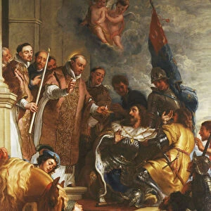 Saint Bernard converts a Duke of Aquitaine, (oil on canvas)
