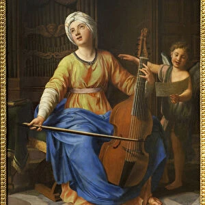 Saint Cecile. Painting by Nicolas Colombel (1646-1717), oil on wood