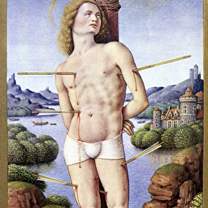 Saint Sebastian - by Jean Bourdichon, in "The Hours of Anne of Brittany"