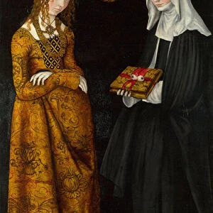 Sainte Christine et sainte Odile. Peinture de Lucas Cranach l ancien (1472-1553), huile sur bois, 1506. Art allemand, 16e siecle, Renaissance. National Gallery, Londres (Angleterre)