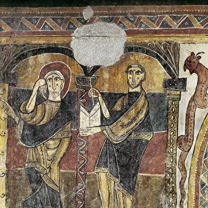 Two saints. Detail of a fresco from the Church of Saint Mary of Taull. 1123 approximately