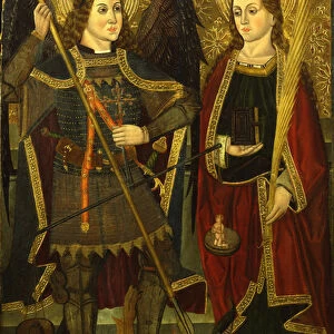 Saints Michael and Engracia (tempera on gold ground panel)