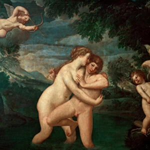 Salmacis in the bath repelled by Hermaphrodite The nymph Salmacis