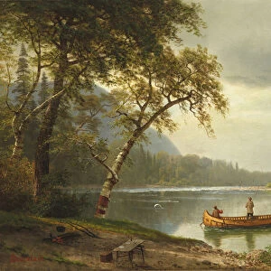 Salmon fishing on the Caspapediac River (Quebec, Canada) (oil on canvas)