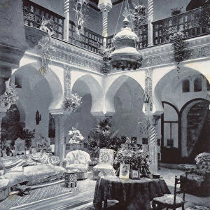Salon in the Chateau d Hydra, Algiers, Algeria (b / w photo)