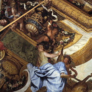 Salon des muses, detail: the music. Painting in trompe l