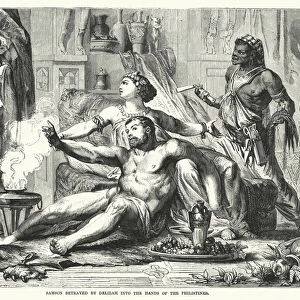Samson betrayed by Delilah into the Hands of the Philistines (engraving)