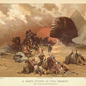 A Sand Storm in the Desert (colour litho)