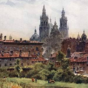 Santiago, the Cathedral (colour litho)