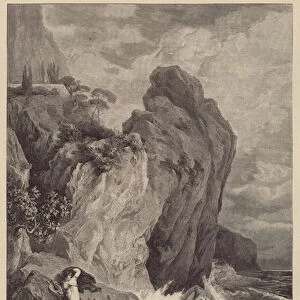 Sappho on the Leucadian cliffs (engraving)