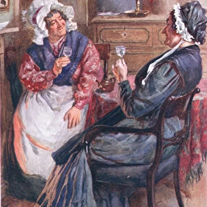 Sarah Gamp and Betsey Prig, illustrations for Character Sketches from Dickens