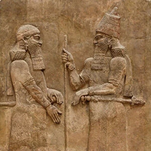 Sargon II and dignitary, relief from King Sargons palace in Khorsabad, c. 716-713 BC