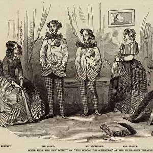 Scene from New Comedy of "The School for Scheming, "at the Haymarket Theatre (engraving)