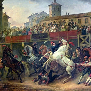 Scene of an unmounted horse race in Rome