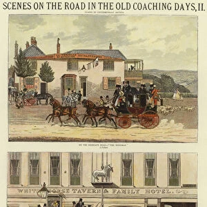 Scenes on the Road in the Old Coaching Days, II (colour litho)