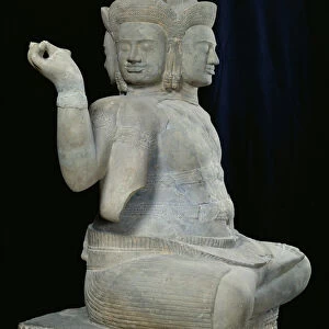 Sculpture of Brahma with four faces, from Batambang, Cambodia, Koh Ker style, mid 10th century