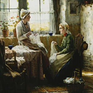 The Seamstress, (oil on canvas)