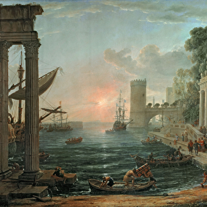 Seaport with the Embarkation of the Queen of Sheba, 1648 (oil on canvas)